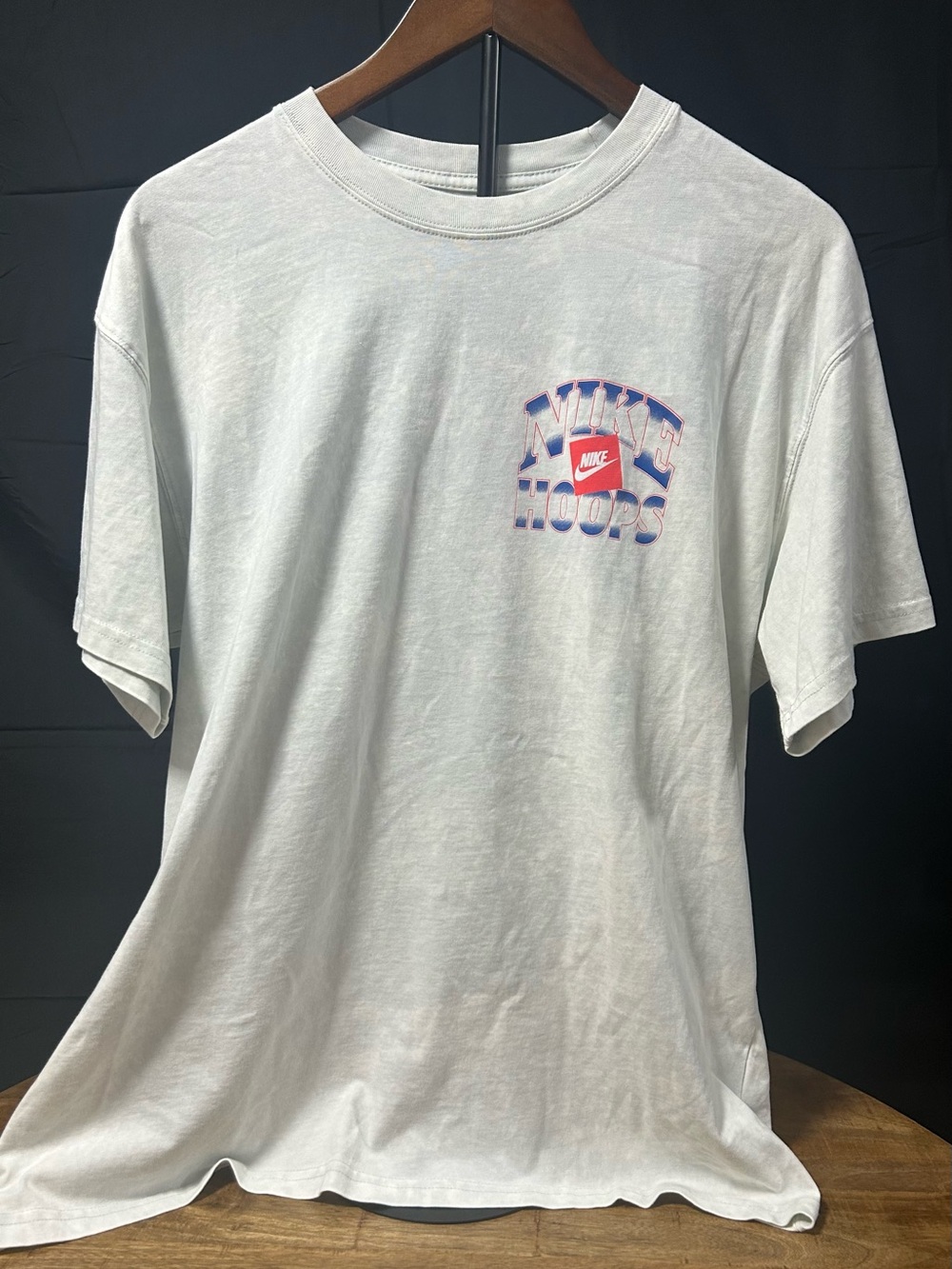 Nike White T-Shirt with Red & Blue Hoops Graphic
